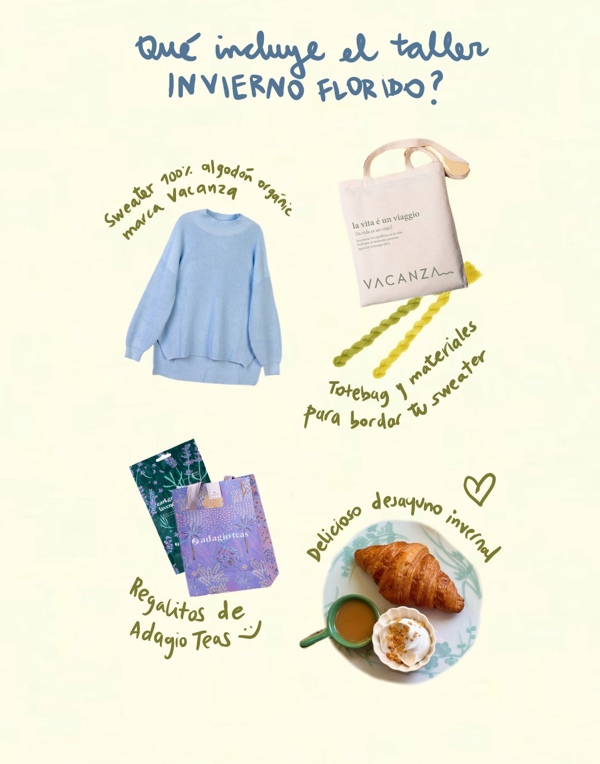 Invierno Florido: Taller de bordado sobre tejido 🌼