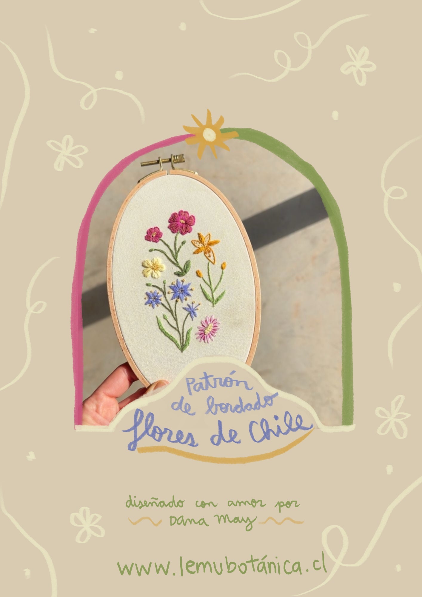 Patrón de Bordado: Flores de Chile